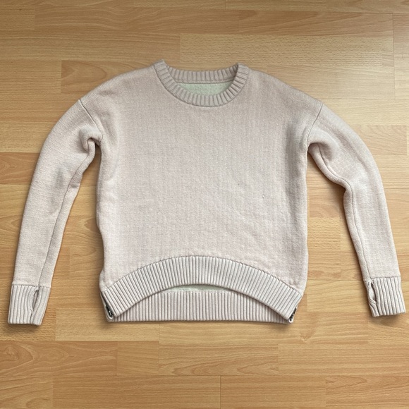 [XS] Lululemon Merino Wool Pink Crew Neck Sweater with Side Zippers - Picture 3 of 8